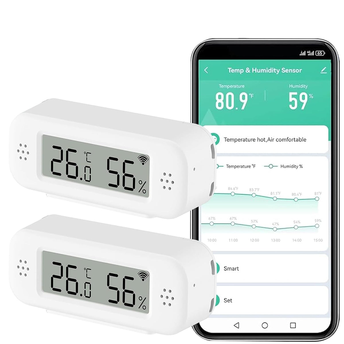 WiFi Thermometer Hygrometer, Indoor Temperature Humidity Sensor 4PCS