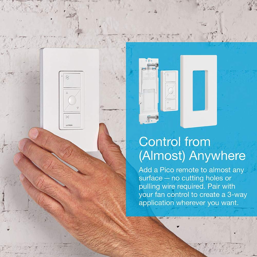 Lutron Caseta Smart Fan Speed Control Switch (Lutron Smart Hub Required), Single-Pole, PD-FSQN-LA, Light Almond