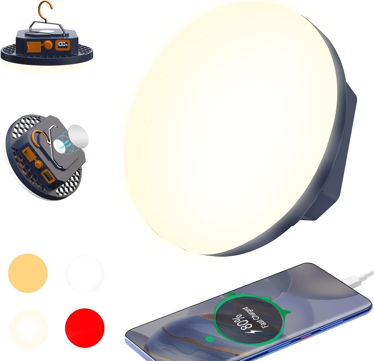 4000LM Flashlight Portable LED Camping Lantern Light 30W with Digital Display and Magnet , IPX5 Waterproof Tent Lights Light for Parents Christmas Gift