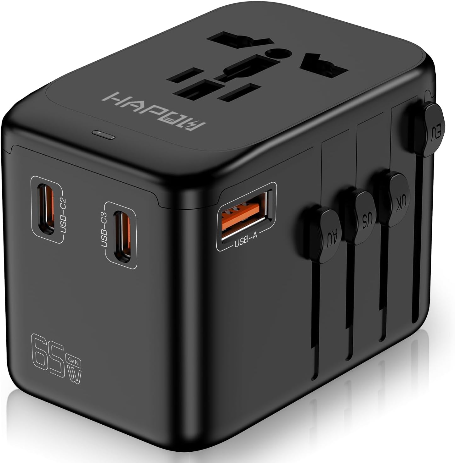 Universal Travel Adapter, PD20W International Power Adapter, 2 USB-C & 2 USB-A Fast Charging Travel Charger, All in One Worldwide Travel Plug Adapter, Outlet Adapter for Europe EU UK USA AU
