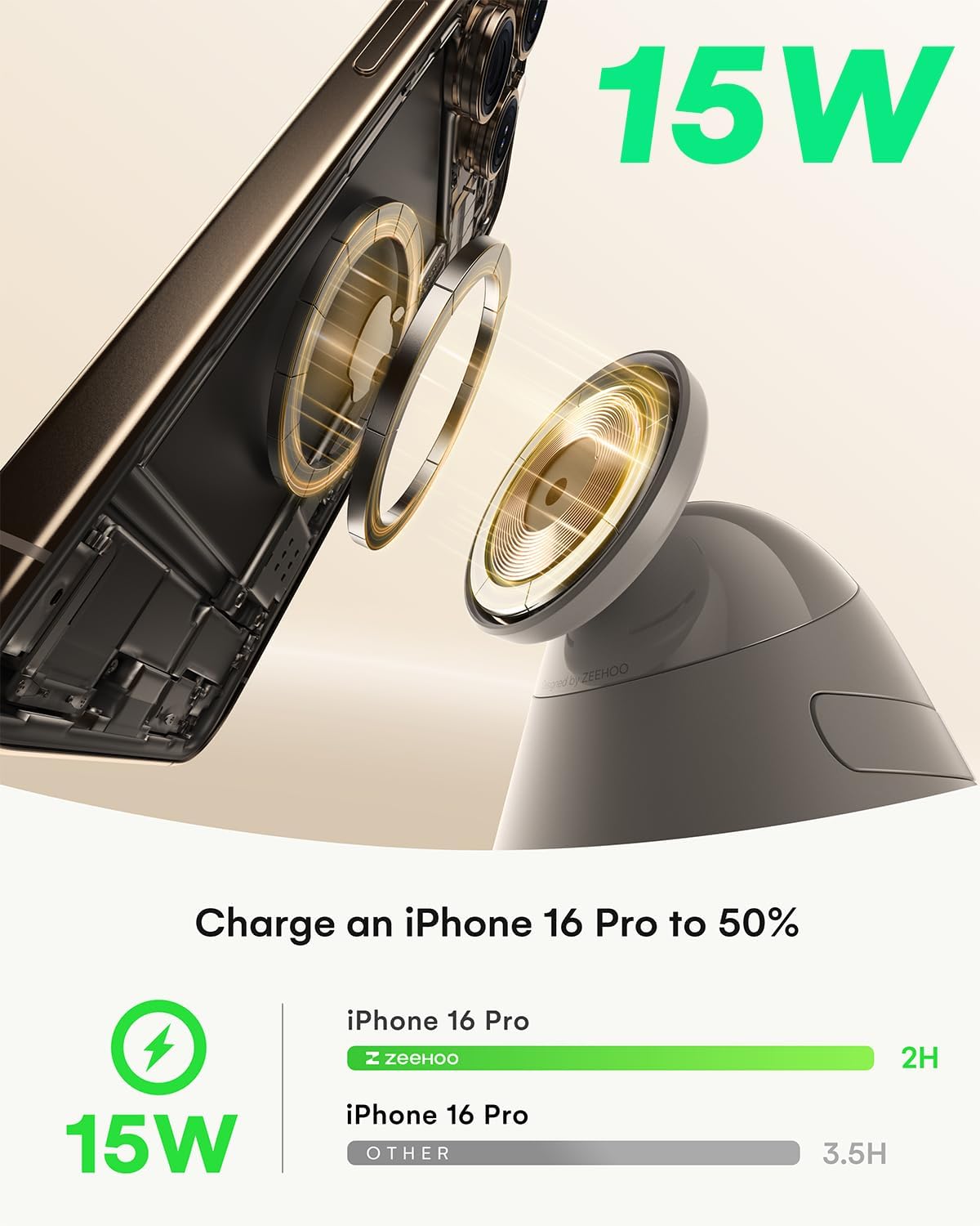 ZEEHOO 3 in 1 Charging Station for Apple Devices, Mag-Safe Charger Stand&Light,Fast Wireless Charging Station for iPhone 17/16/15/14/13/12&AirPods&iWatch&Pixel 10& Samsung Galaxy Watch-30W Adapter