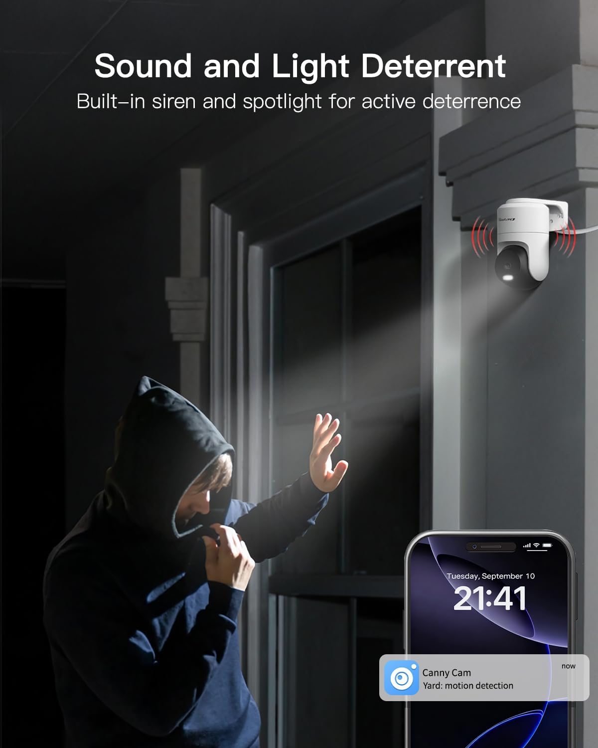 VIMTAG Pan/Tilt Outdoor Security Camera, 2.5K 4MP WiFi Home CCTV Camera, 360° View & Motion Tracking, Color Night Vision, 2-Way Audio, AI Detection Alarm, IP66, Cloud & SD Card Storage, Works w/Alexa