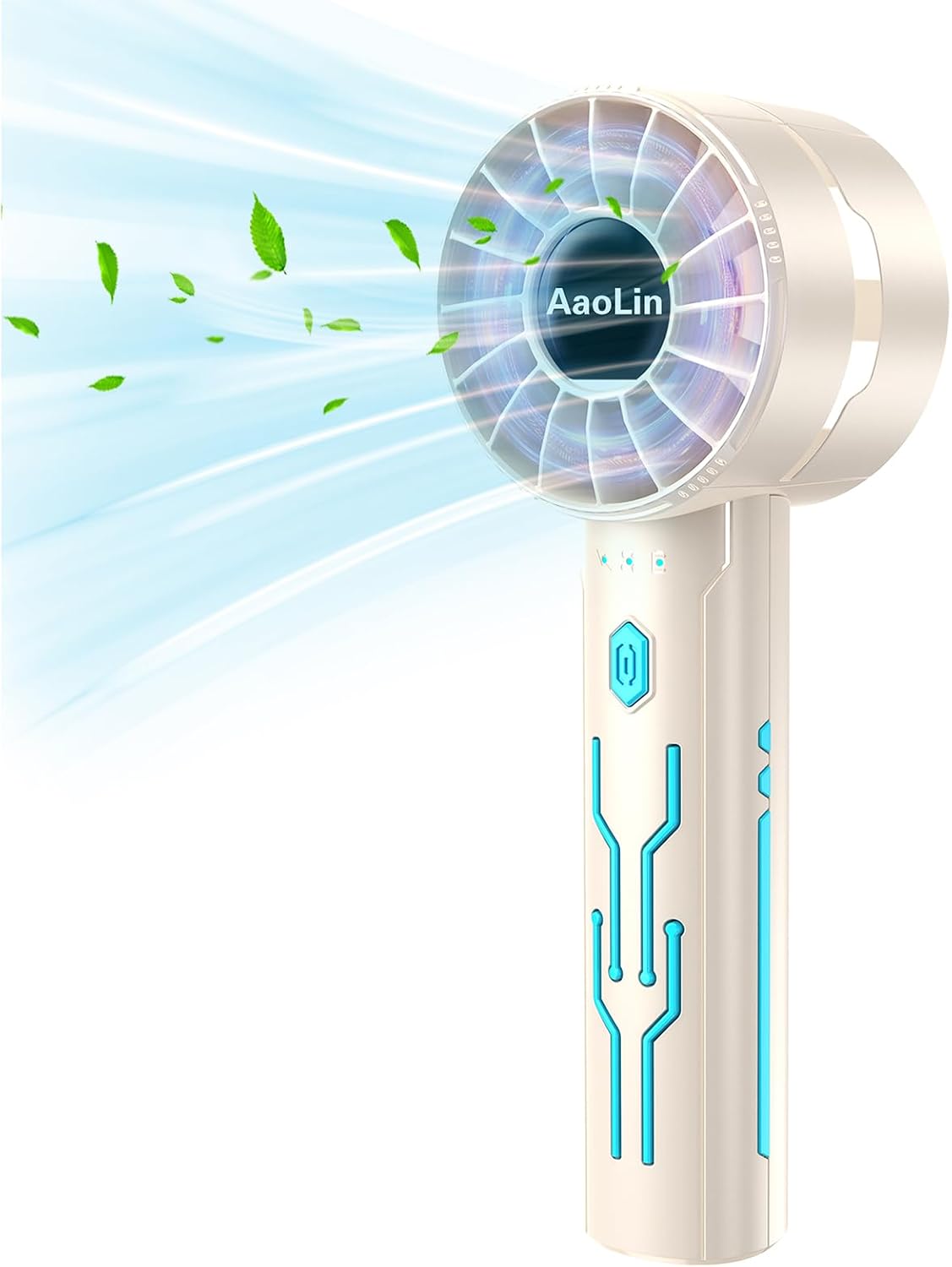 AaoLin 2pcs Portable Handheld Turbo Fan with 7000rpm High-Speed Motor USB Rechargeable Cooling Personal Fan 4-Speed, 4-16H Runtime, with Lanyard for Outdoor Travel, Women, Kids, Summer Gift