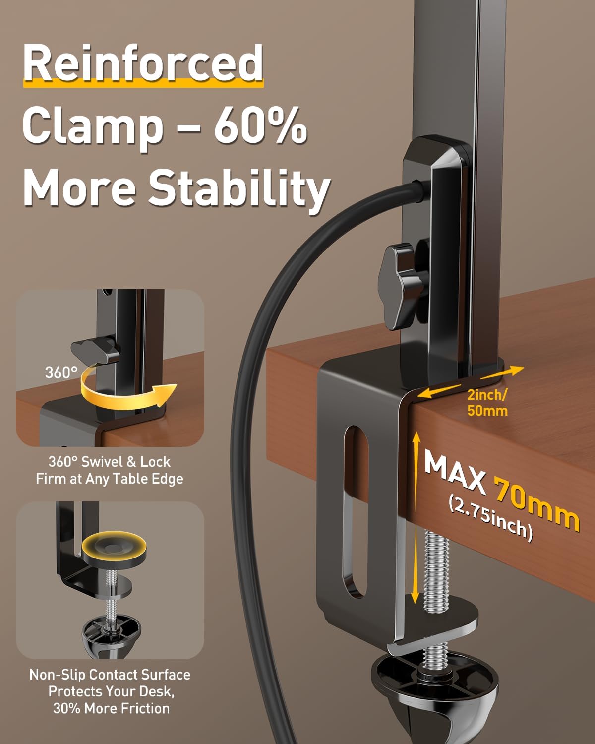 GUARDKING Adjustable LED Desk Lamp for Home Office with Clamp& Dual Control
