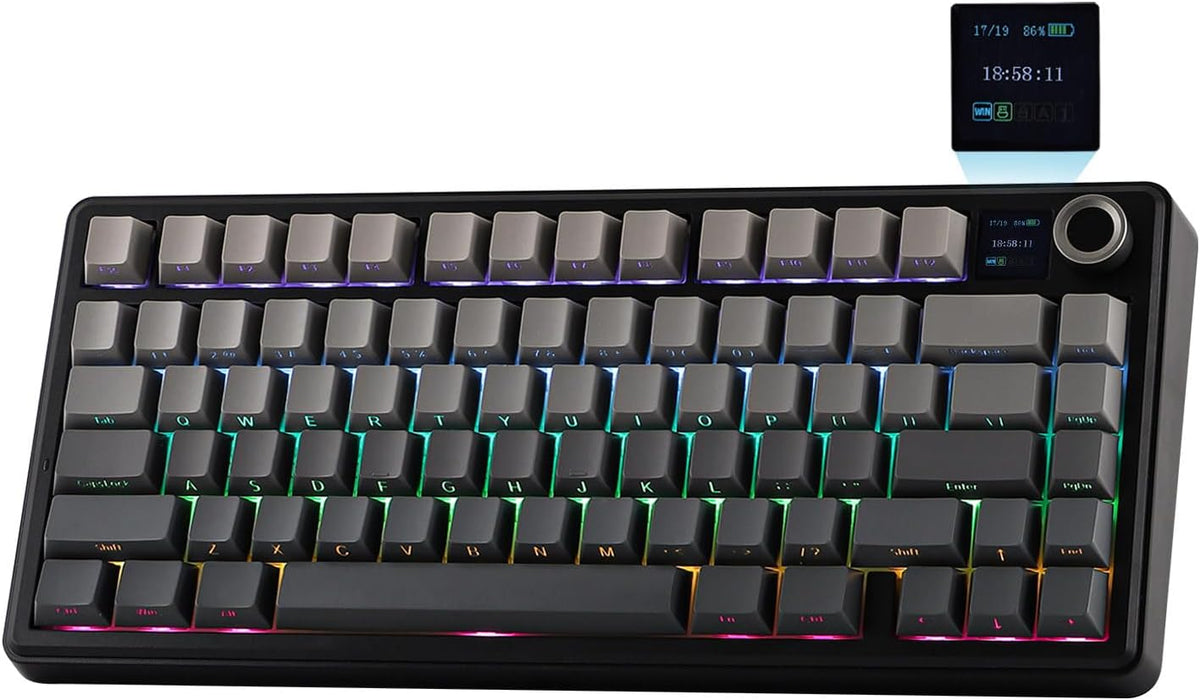 EPOMAKER X Aula F75 MAX Wireless Mechanical Keyboard with TFT Screen and Knob, Gasket Gaming Keyboard in 75% Layout, Hot Swappable, RGB Backlight, for PC/Mac/Linux (Blue&White&Purple)