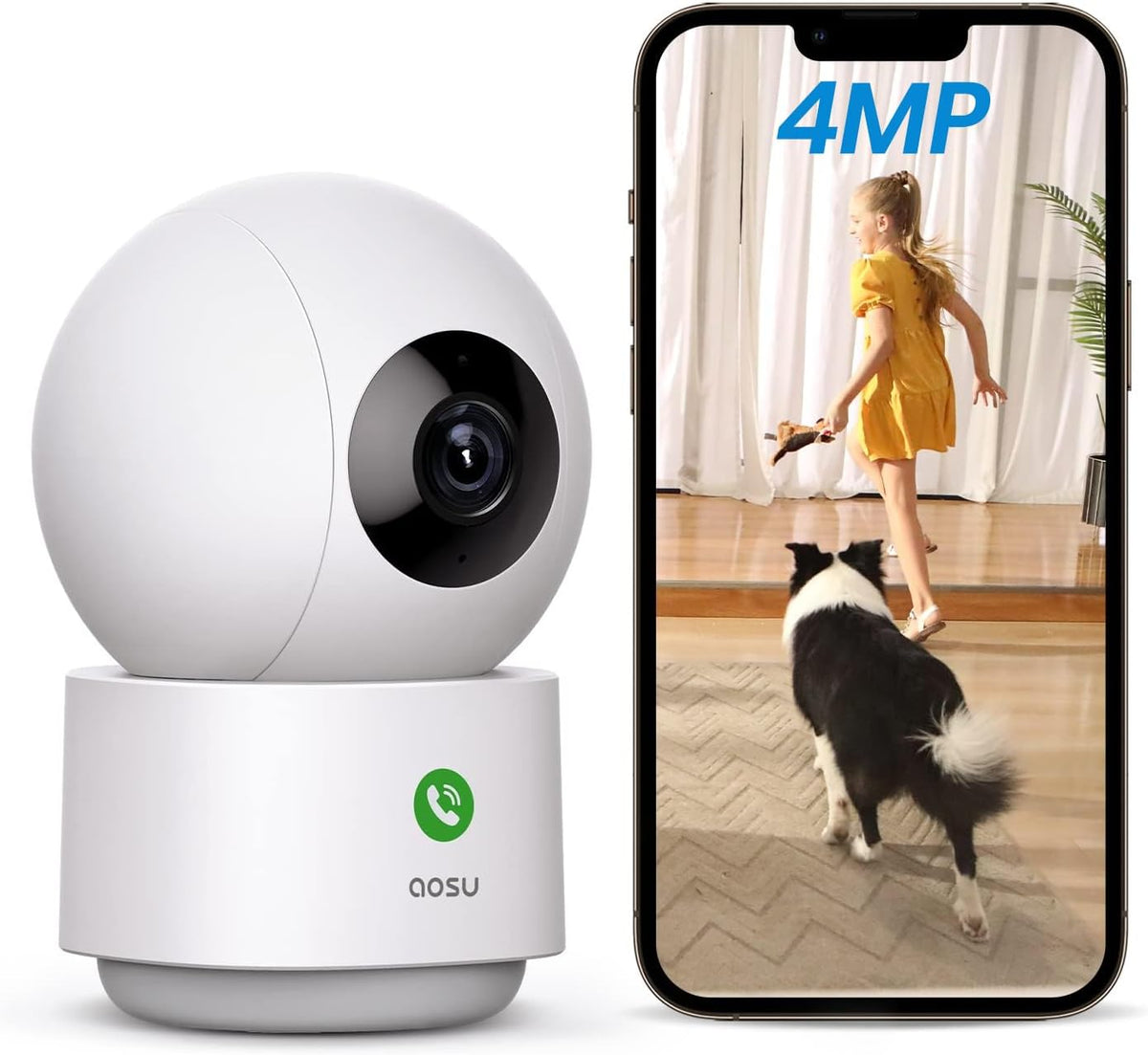 aosu 4MP Indoor Security Camera - Baby & Pet Monitoring with 5/2.4 GHz WiFi