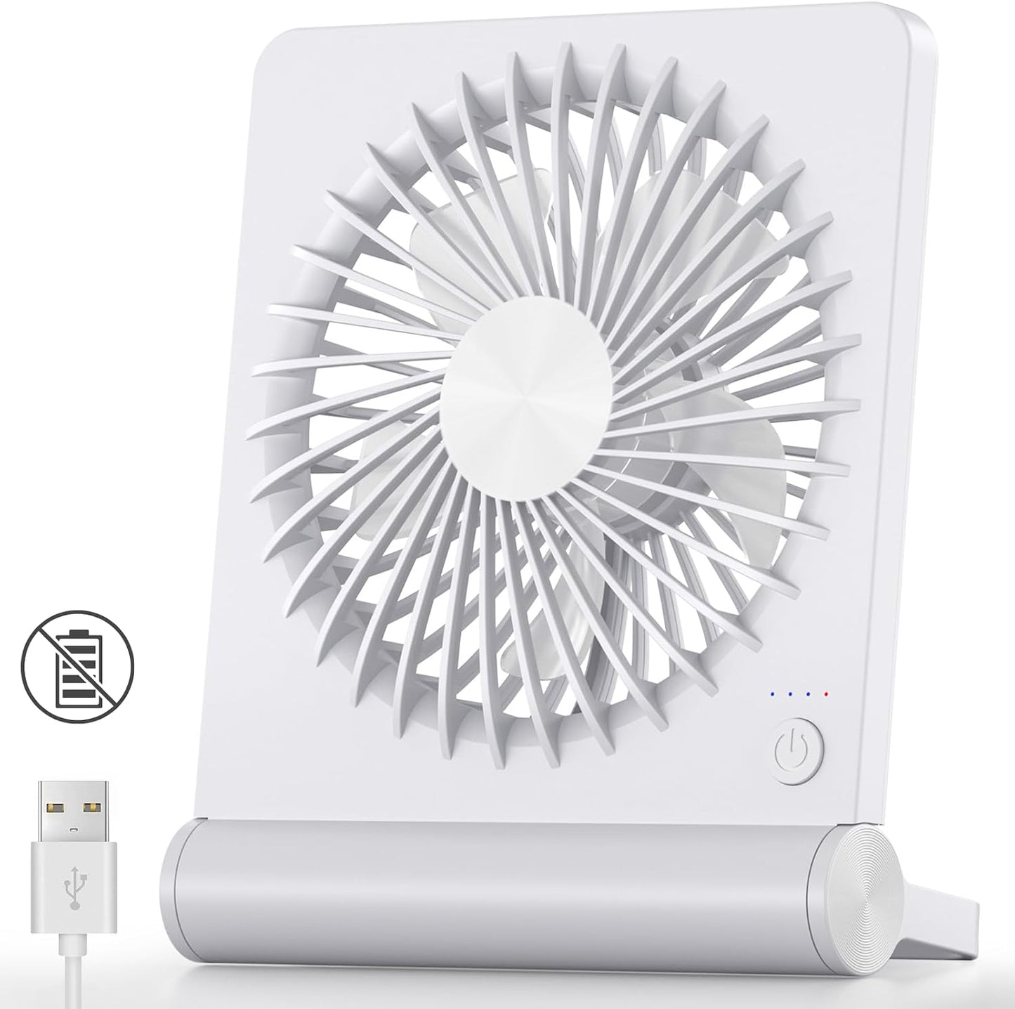 Koonie USB Desk Fan, Strong Wind Ultra Quiet Small Mini Fan | 220° Tilt Folding & 3 Speeds Adjustable, USB-C Powered Personal Fan for Home Office Desktop, Black, NO BATTERY