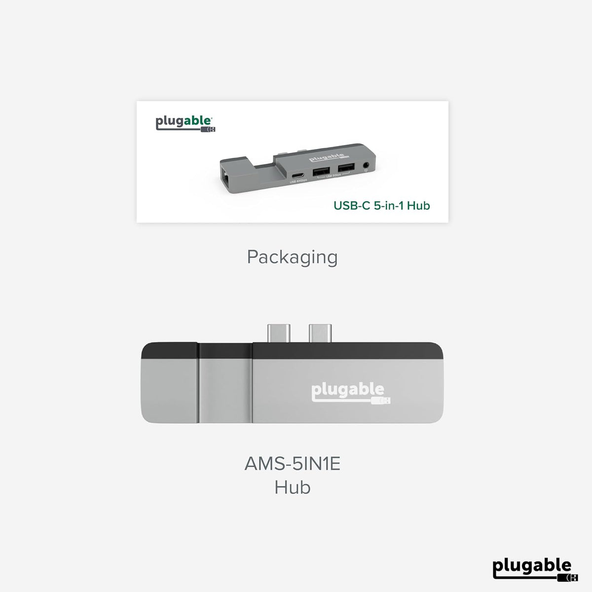 Plugable 5-in-1 USB C Hub for MacBook Pro & Air M1/M2/M3/M4/M5