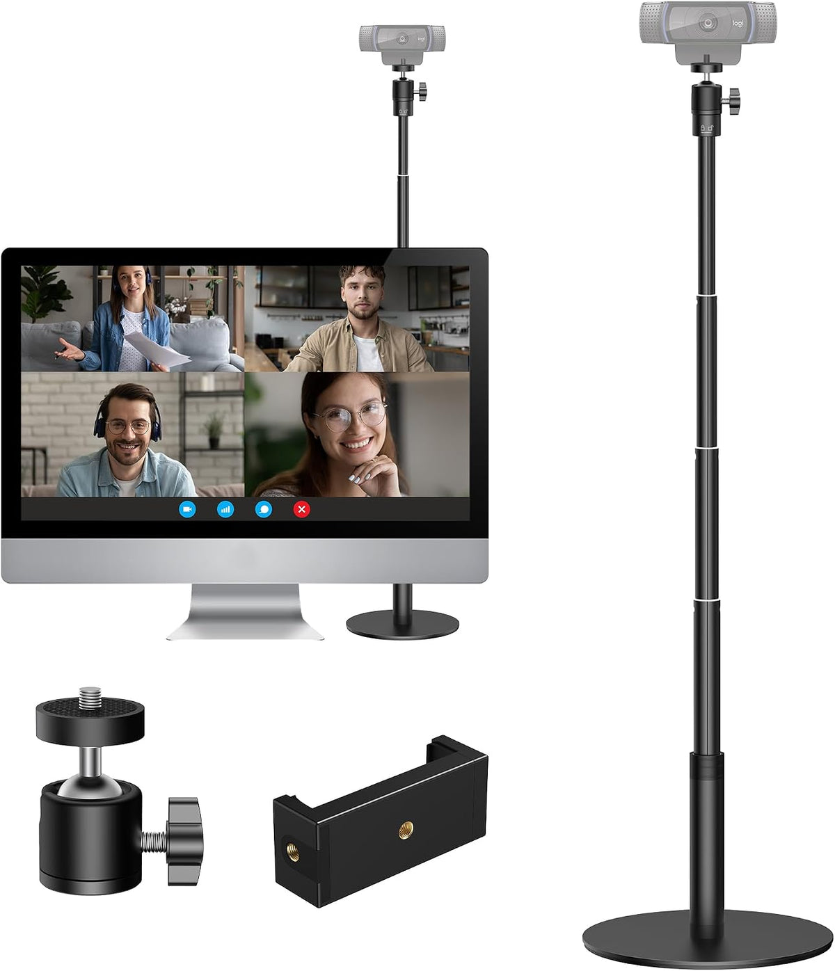 InnoGear Webcam Tripod, Extendable Webcam Stand for Desk with Phone Holder
