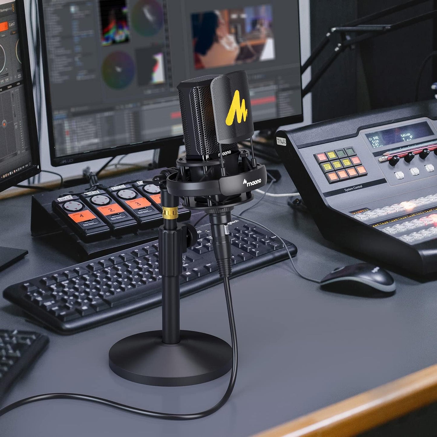 MAONO PM500 XLR Condenser Microphone, 34mm Large Diaphragm for Studio Vocal | Cardioid Pickup, Professional Studio Sound for Podcasting, Recording, Streaming, Vocals, Voice-over, Music, ASMR