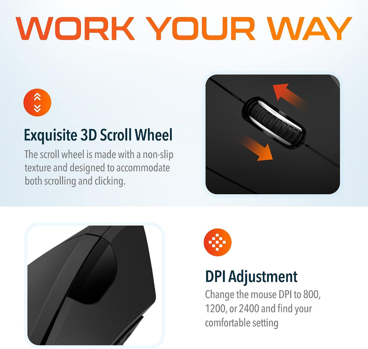 Delton Ergonomic Vertical Rechargeable Wireless Mouse