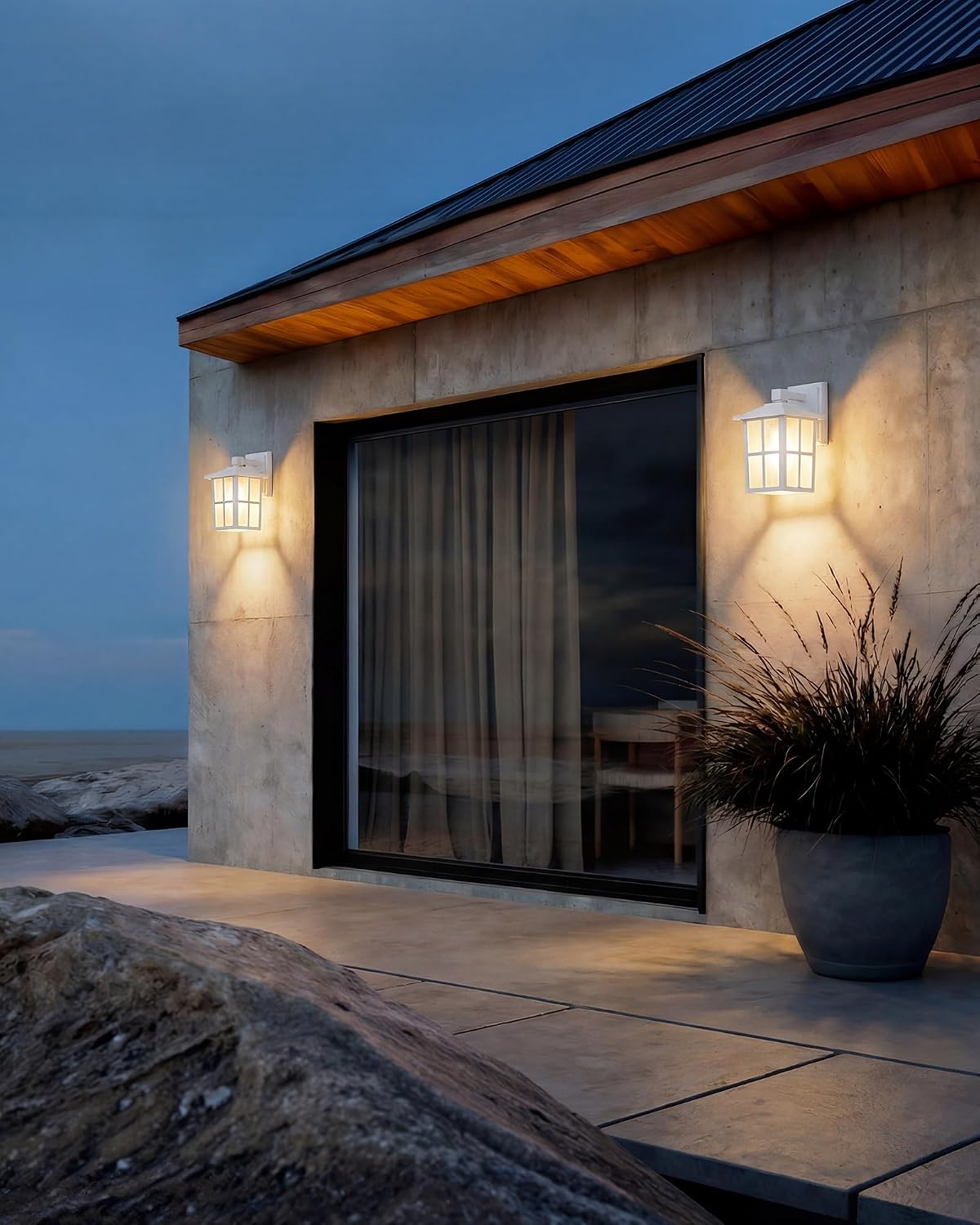 KDG White Outdoor Waterproof Modern Patio Wall Light Fixtures Set of 2