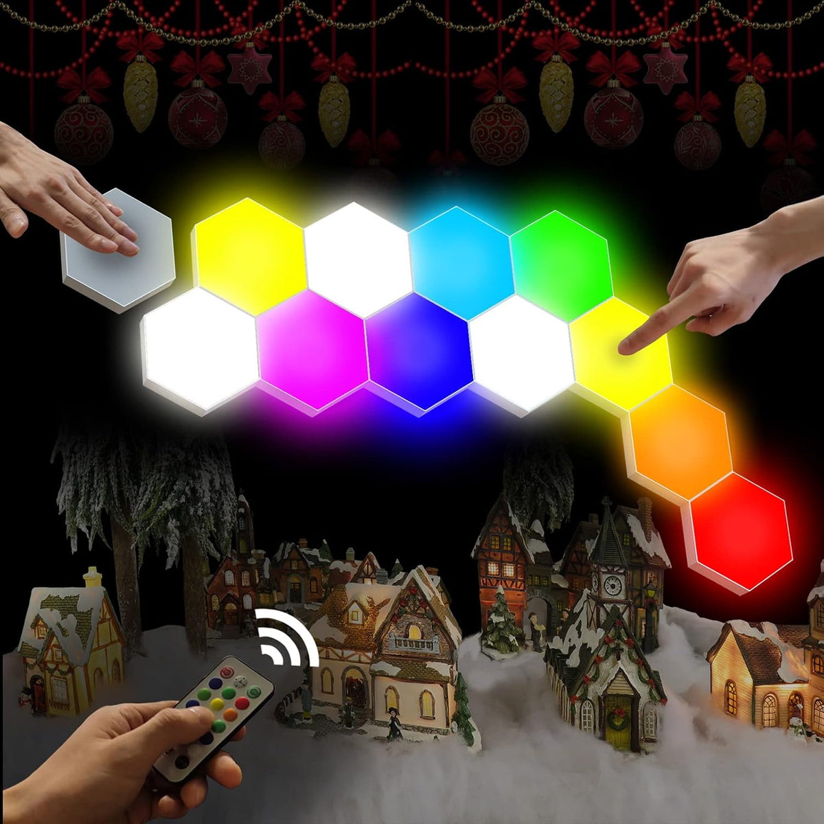 YXQUA Hexagon Wall Light Panels, Touch Control, White, 6 Pack