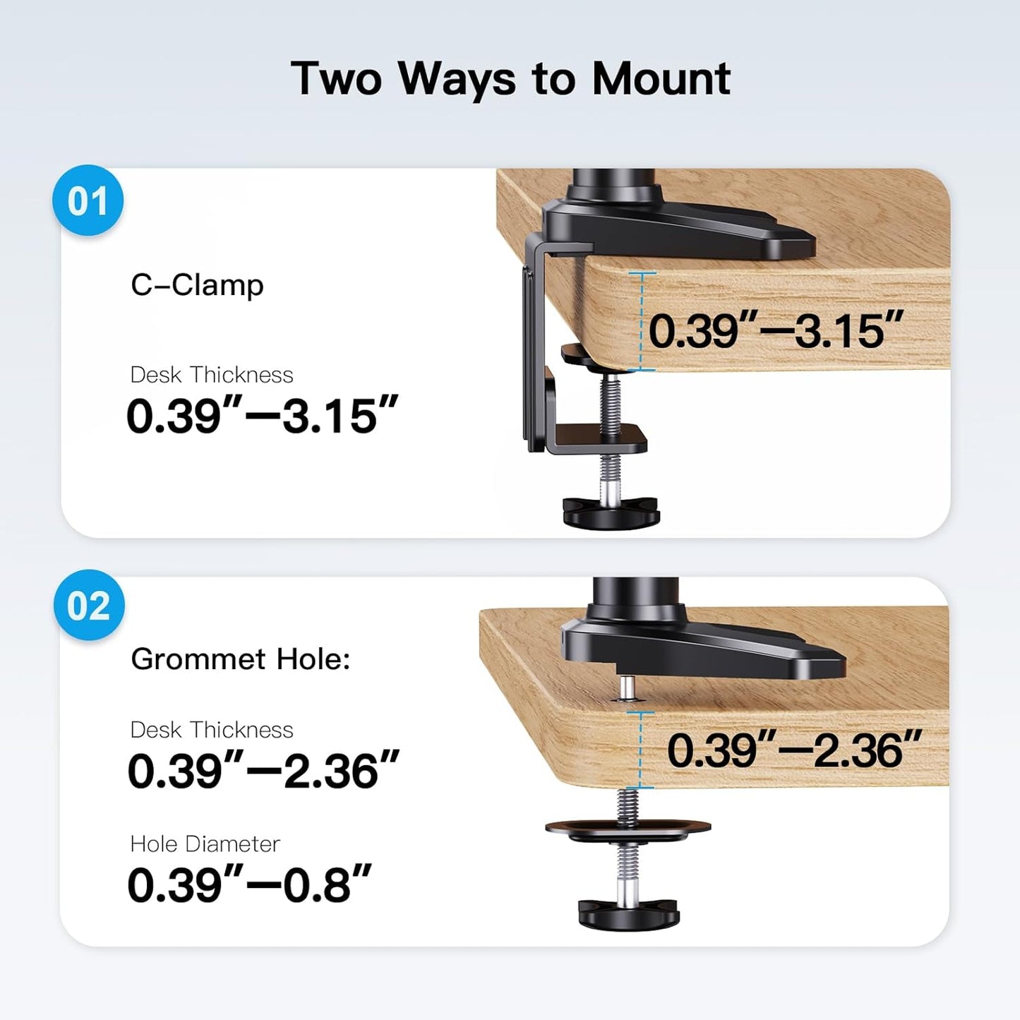 HUANUO Triple Monitor Mount for 17 to 32 inch Screens, Adjustment Gaming Triple Monitor Stand with Swivel, Tilt, Rotation, Clamp & Grommet Kit