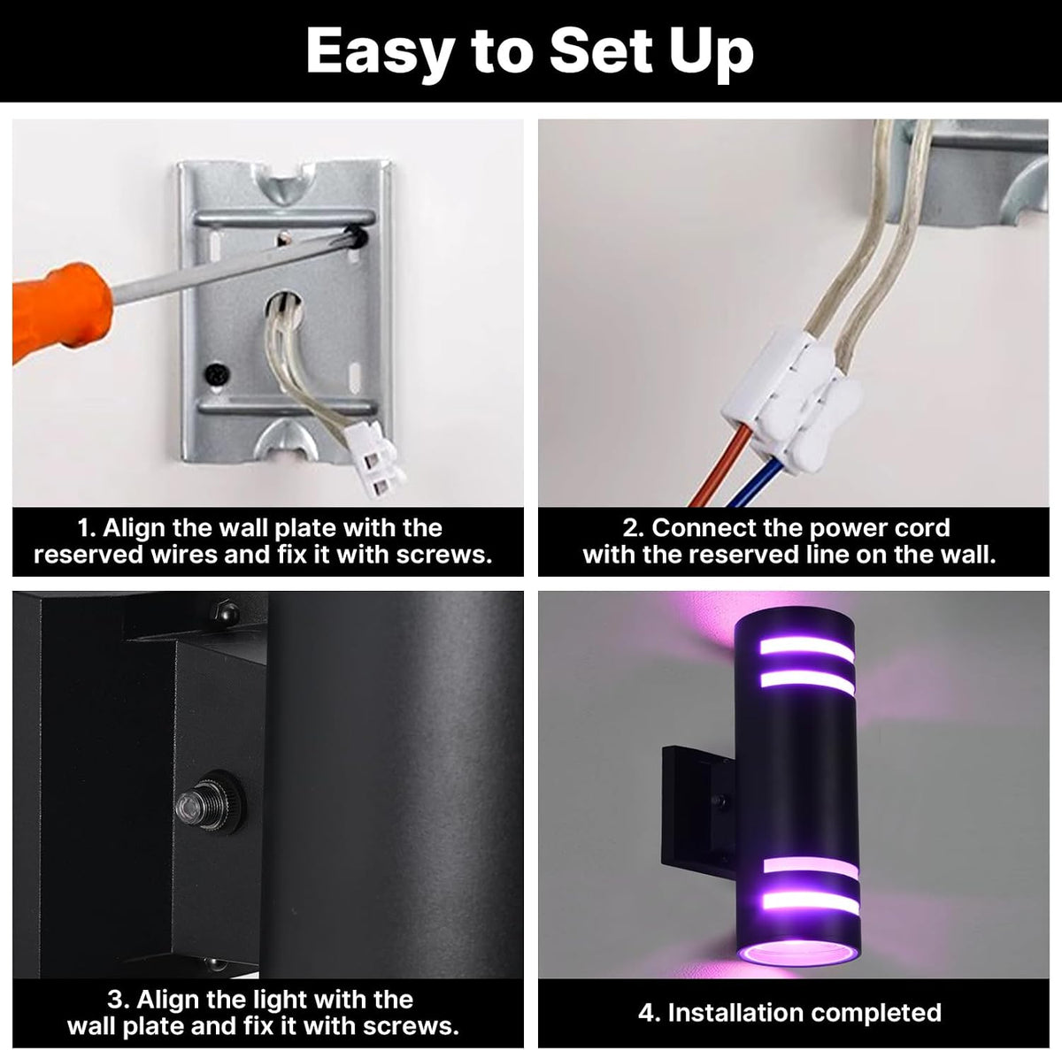 RGB Up and Down Lights Outdoor Wall Lights 1 Pack, Smart Color Changing Outdoor Wall Sconce WiFi Voice & App Control,Aluminum Waterproof Exterior Lights for Porch Compatible with Alexa
