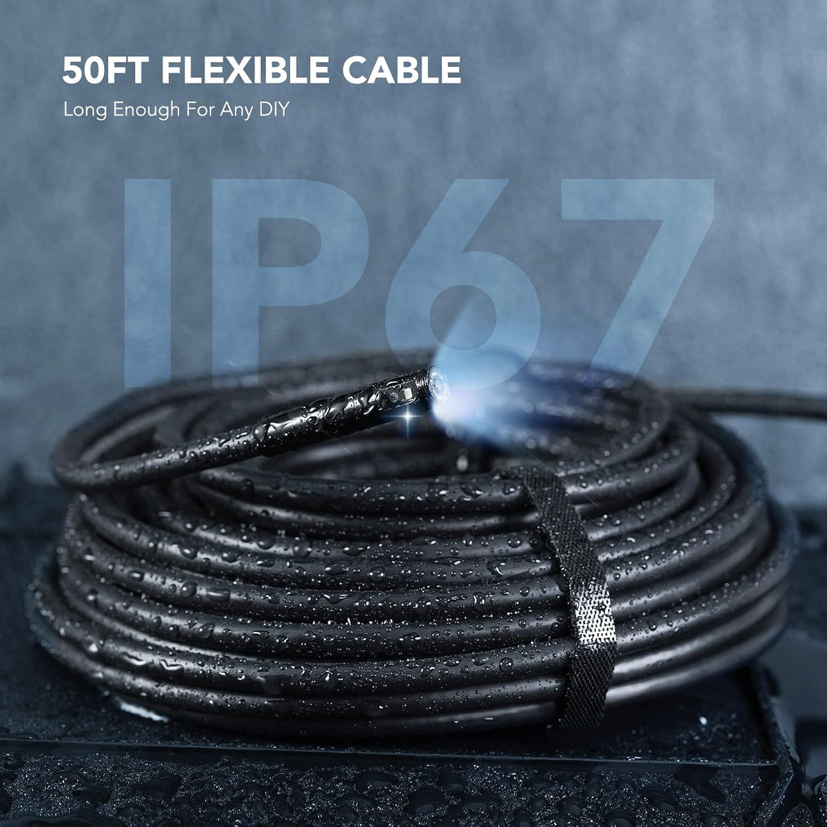 DEPSTECH 50FT Endoscope Camera, Triple Lens 5" IPS Screen Inspection Camera | 1080P Borescope with 10 LED Lights, Split Screen Drain Camera, 32GB TF Card, 2600mAh, IP67 Waterproof for Sewer Plumbing HAVC