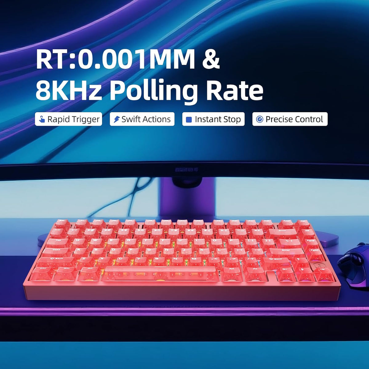 IROK MG75MAX 81 Keys Wired Magnetic Switch Keyboard, 256KHZ Single Key Scan Rate, PCB Nano-Coating Waterproof, Hall Effect, 8KHZ/ARGB/CNC Aluminum Gaming Keyboard(Red)