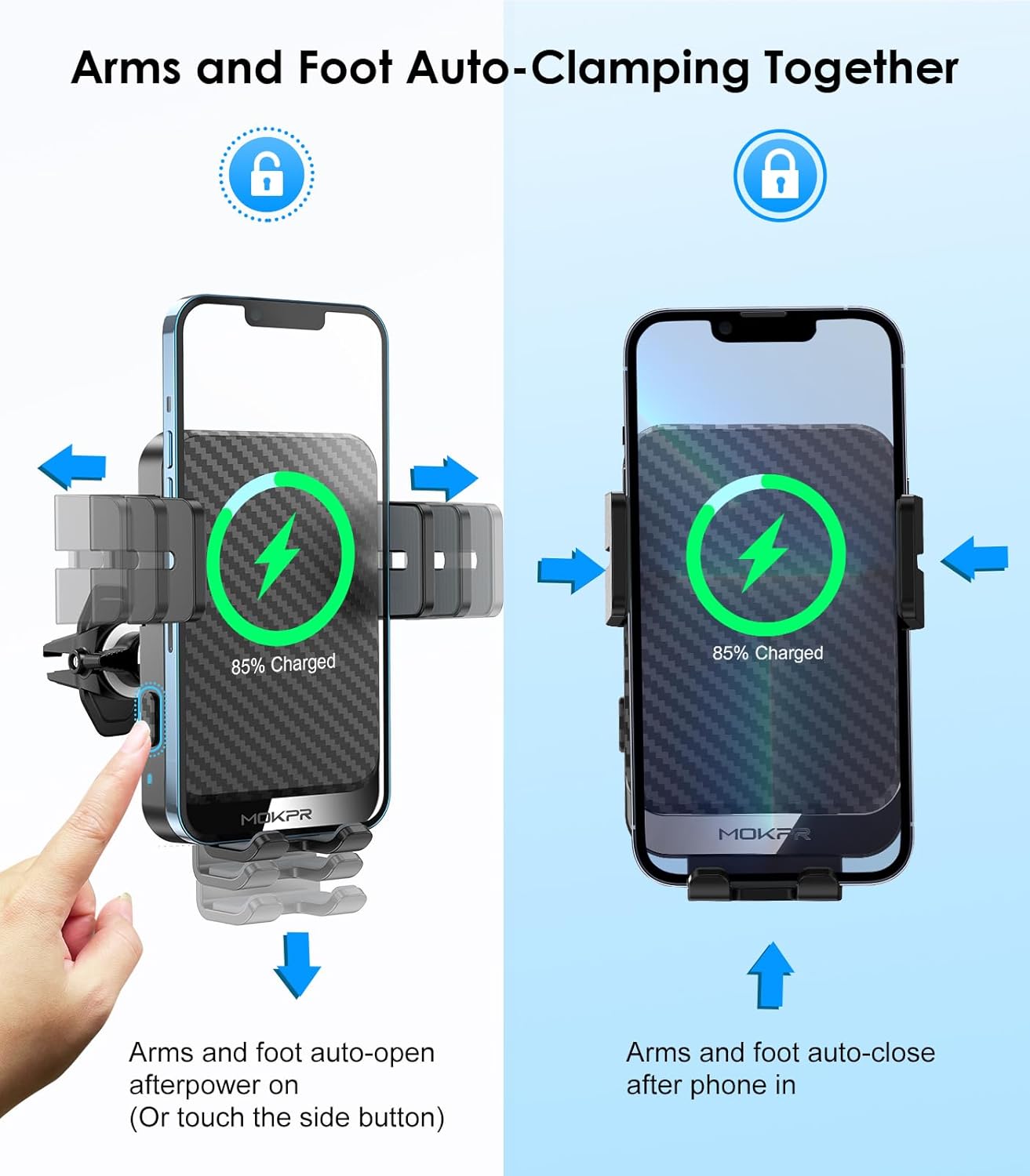 Wireless Car Charger 15W Fast Charging Auto-Clamping Air Vent Phone Mount | Cell Phone Holder Car Charger Compatible with iPhone 17 16 15/14/13/13 Pro/12 pro/12, for Samsung Galaxy Series