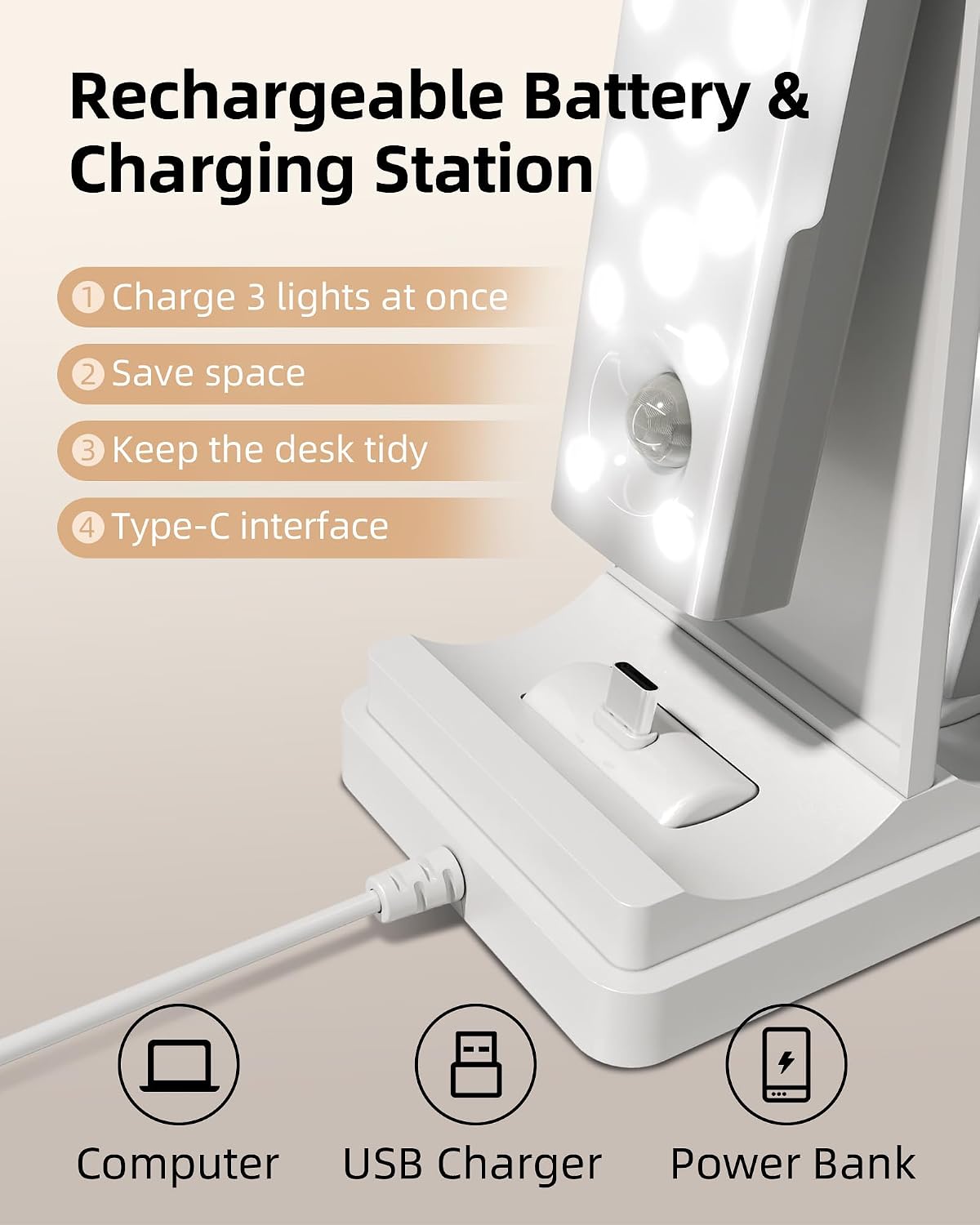EZVALO Under Cabinet Lighting with Charging Station, Motion Sensor Lights