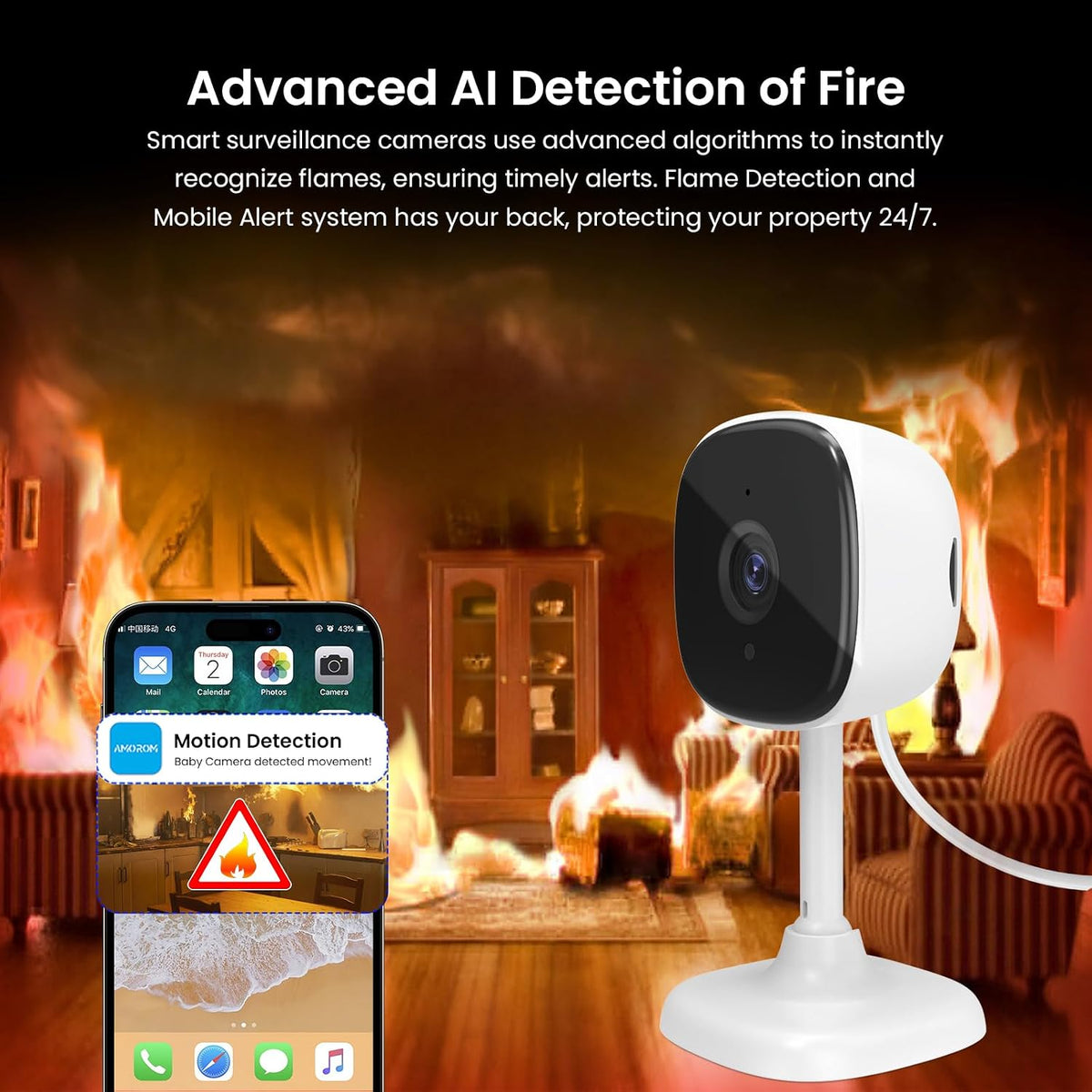 Home Cameras, AI Security Camera for Baby/Kids/Elderly/Dog/Cat Monitoring