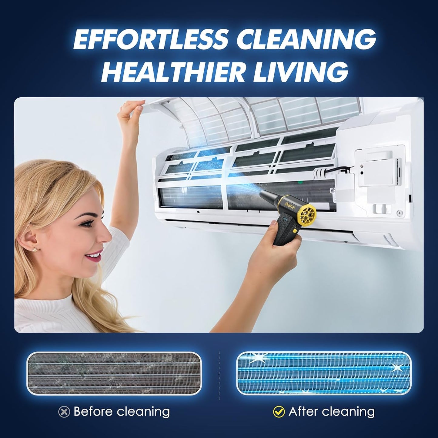 Electric Air Duster - 110,000 RPM Compressed Air Duster, 120W Cordless Air Blower for Computer Keyboard,House, Outdoor & Car, 3-Speed Rechargeable Mini Turbo Fan, Type-C Fast Charge (X113)