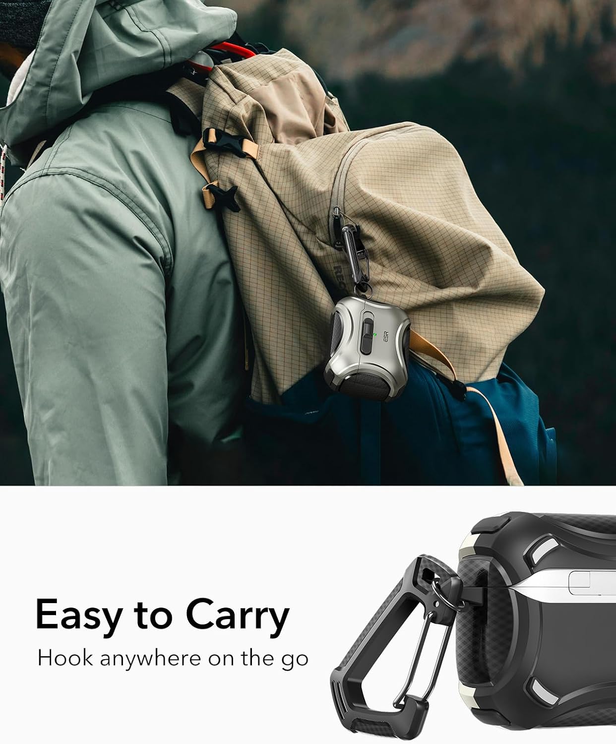 ESR for AirPods Pro Case (2023/2022/2019, 2nd/1st Gen), Compatible with AirPods Pro 2nd Generation (USB-C/Lightning Cable), Effortless MagSafe, Drop-Proof Lock, Easy Open, Cyber Series, Titanium | 2023