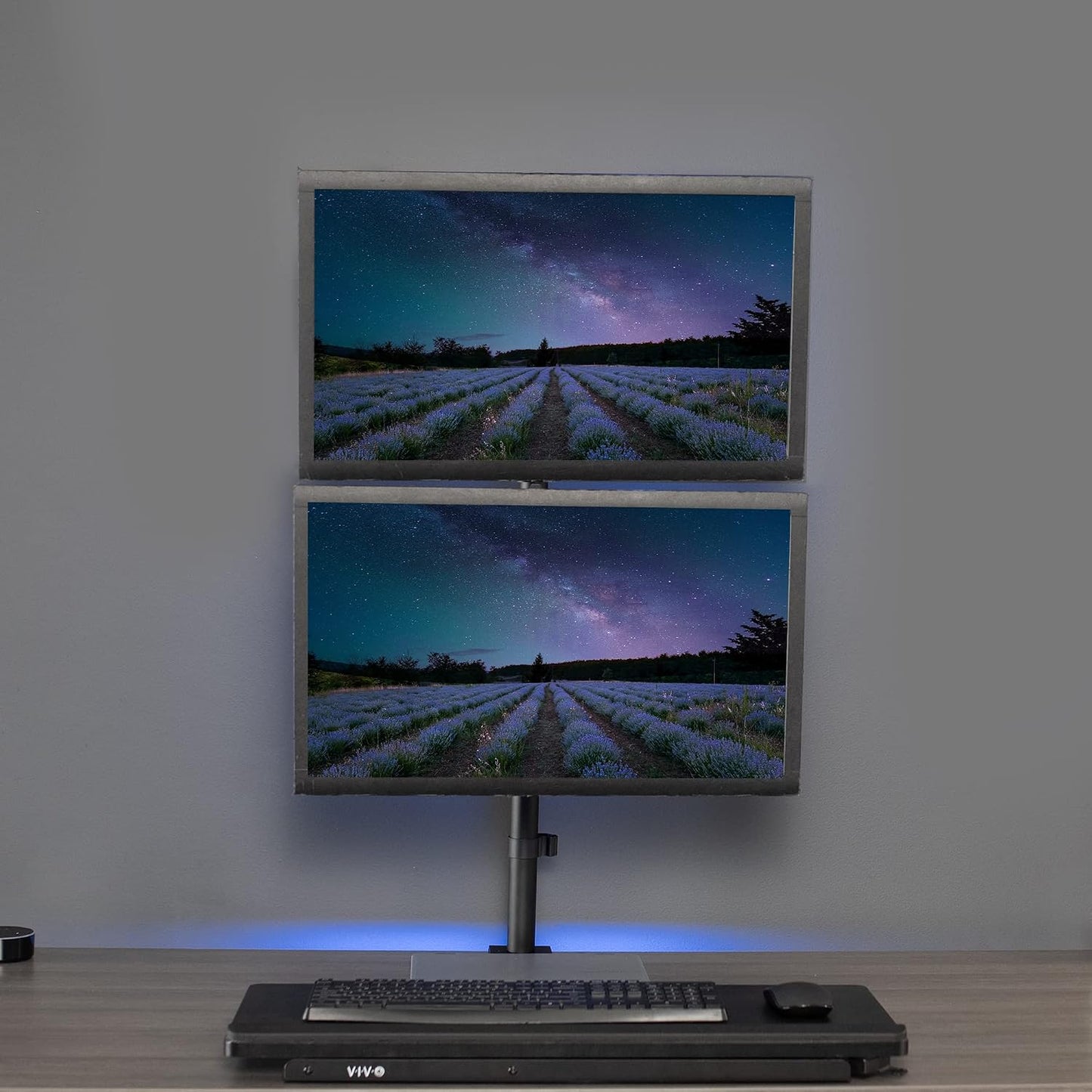 VIVO Extra Tall Vertically Stacked Dual Monitor Desk Mount Stand with 39 inch Stand-up Pole, Fully Adjustable Extended Arms, Fits 2 Screens up to 27 inches, STAND-V012T