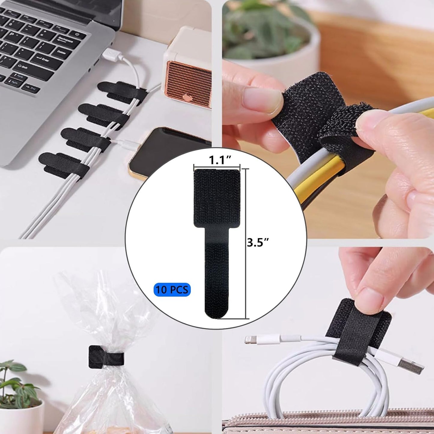 ELII 327 PCS Cable Management Kit 4 Cable Cable Sleeves,65 Cable Clips | 13Cord Holders,25 Roll Cable Organizer Straps,200 Fastening Cable Ties,20 Cable Zip Tie Mounts for Computer