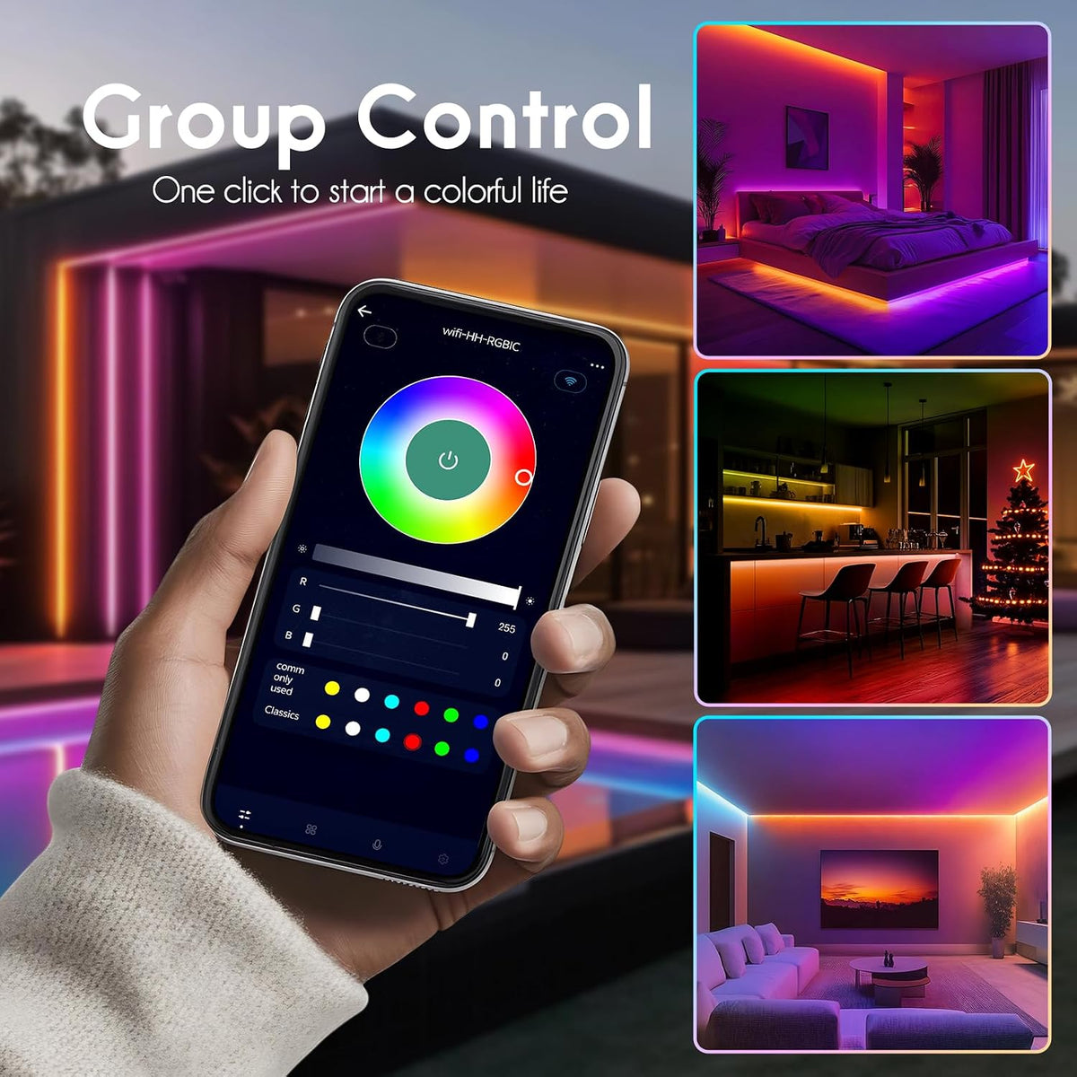 Shine Decor IP68 LED Strip Light 52.5 FT, DC 24V RGB+IC LED Strip Lights, Outdoor Rope Lights with Remote APP Control Music Sync, Color Chasing LED Lights Strip for Chrismas, Pool, Home Decor