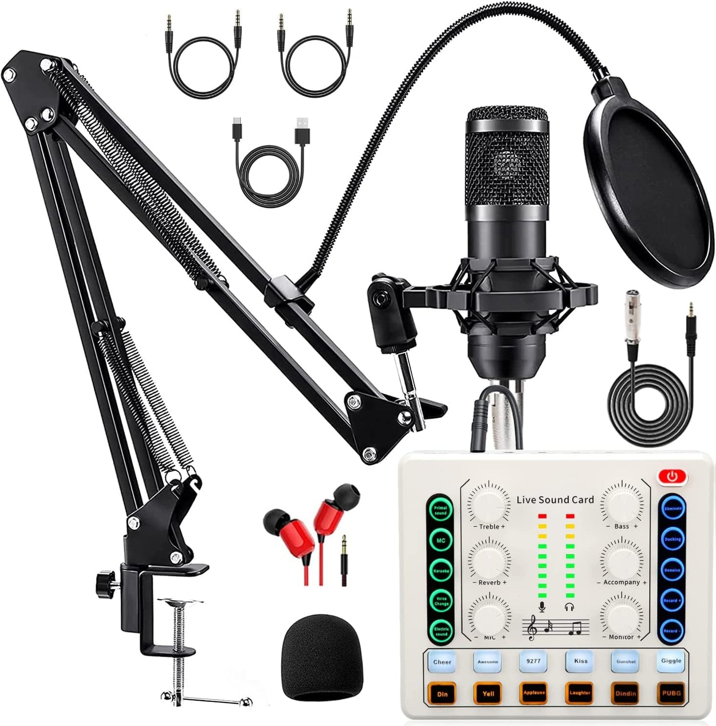 sktome Podcast Equipment Bundle for 2, V8s Voice Changer with BM-800 Podcast Microphone Bundle - Studio Condenser Microphone Perfect for Podcasting, Recording, Singing, Streaming and Gaming