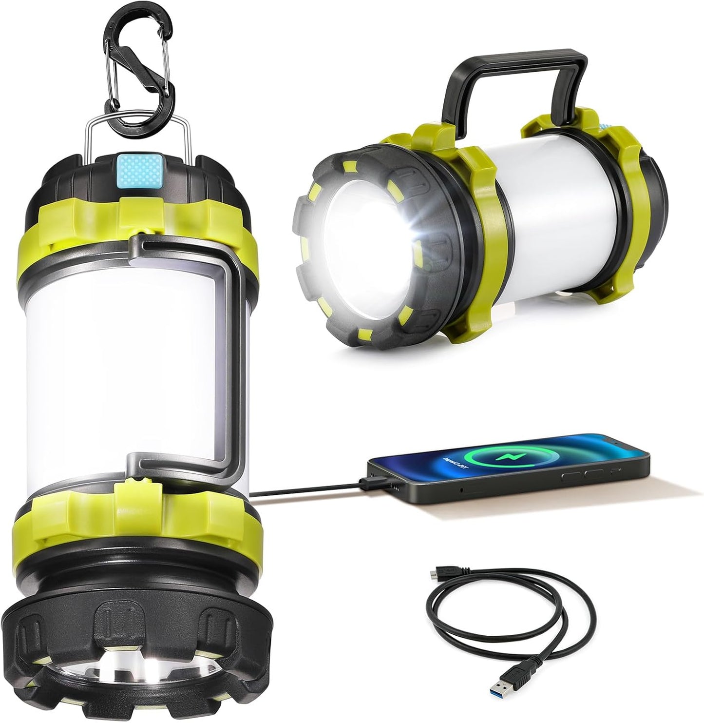 Consciot 2 Pack LED Camping Lantern Flashlight Rechargeable, 6 Light Modes | 3600mAh Portable Battery Pack, IPX4 Waterproof Camping Lights, USB C, Torch for Hurricane, Emergency, Survival Kits