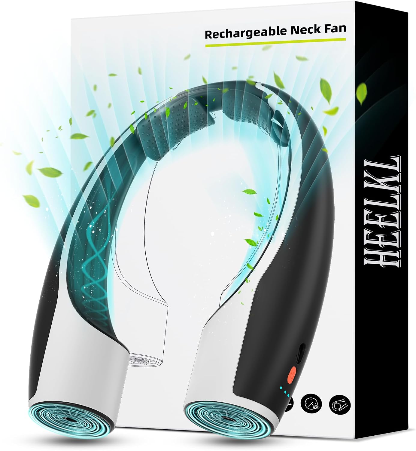Heelkl AI Neck Fan, 4 Speeds Adjustable Portable Personal Fan Rechargeable, 4000 mAh Battery Faster Cooling Wearable Fan, Ultra Quiet for Home, Office, Travel, Outdoor