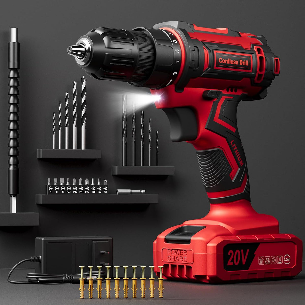 Pink Cordless Drill Set, VIWKO 20V Electric Power Drill for Women, Lightweight Electric Screwdriver Driver with Power Pack & Charger, 3/8" Keyless Chuck, Womens Tool Kit for House
