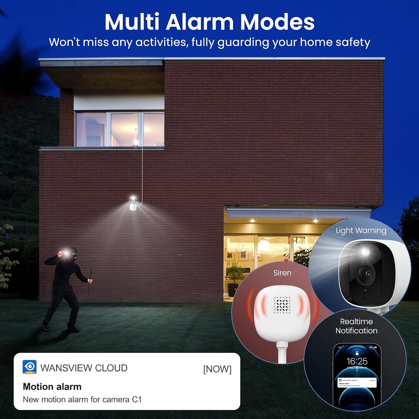 AOQEE 2K Cameras for Home Security, Indoor/Outdoor, Full Color, C1 2Pack | 2.4G Wired Outdoor/Indoor Camera for Dog/Cat/Pet/Baby, Color Night Vision, Home Security with White Light, 24/7 TF Recording