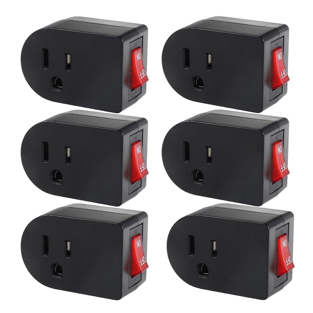 VSEER Grounded Outlet with ON Off Switch, Single Power Adapter Outlet Switch 15A 1875W/3 Prong Plug Switch in White, ETL Listed (White, 4 Pack)