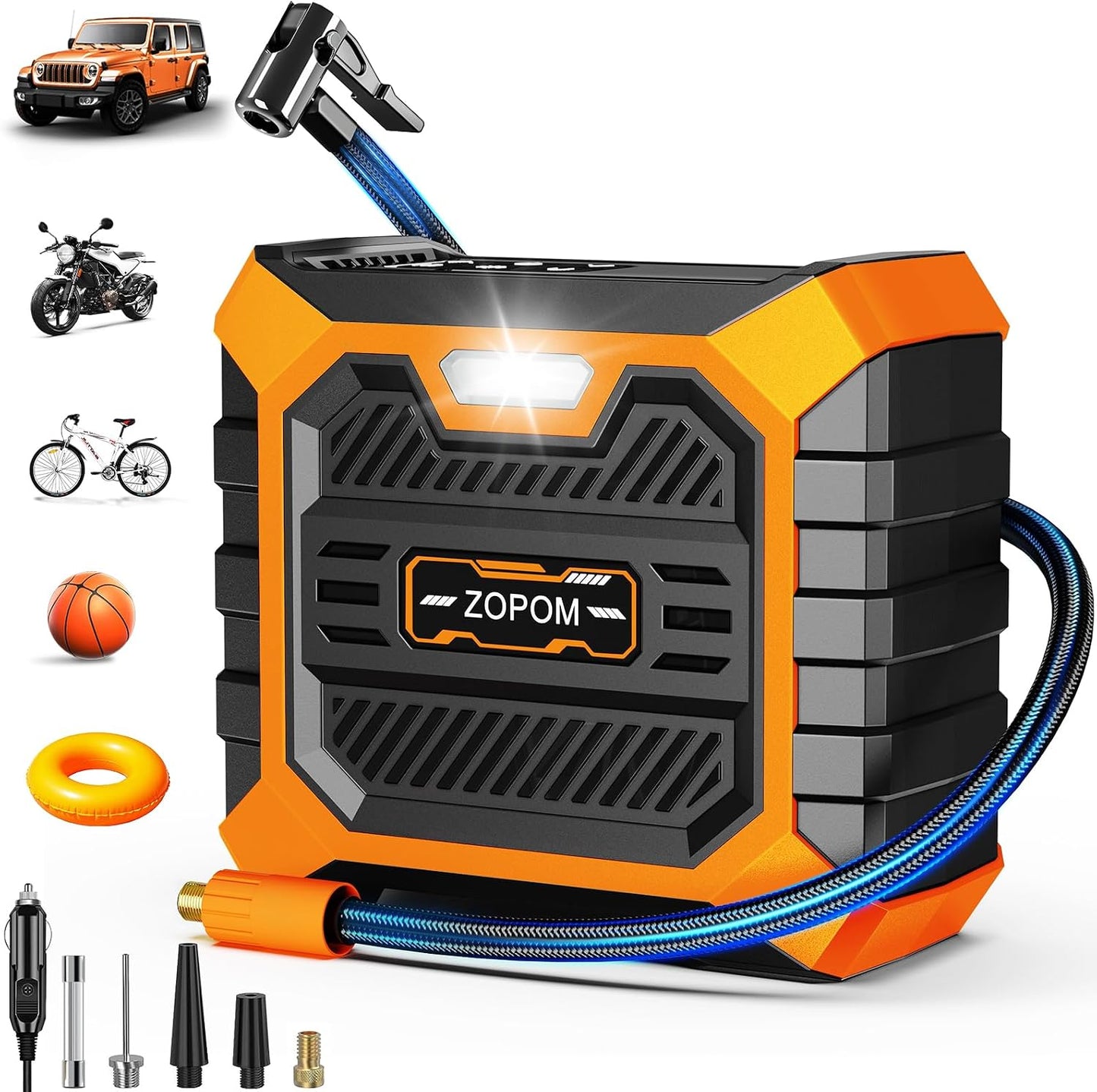 ZOPOM Tire Inflator Portable Air Compressor DC 12V Air Compressor Portable with Digital Pressure Gauge Air Pump for Car Tires - Car Accessories Bike, Motor