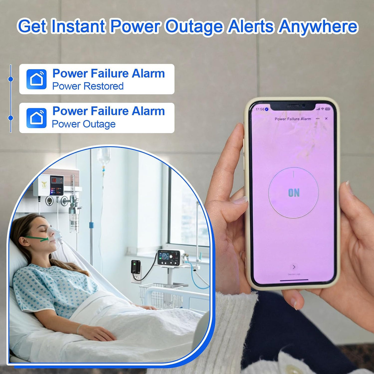 Power Failure Alarm with WiFi App Notifications, Smart Power Outage Alarm