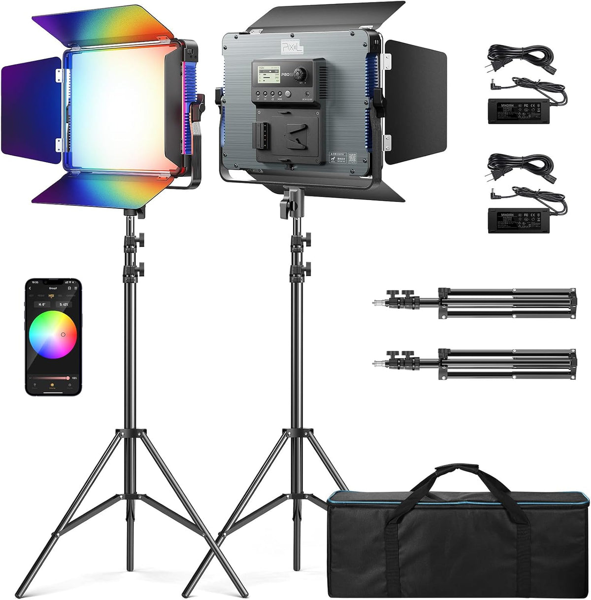 Pixel K80 Photography Lighting with APP Control, 2600K-10000K CRI 97+ RGB Led Video Light Panel, 9 Applicable Scenes Lighting for Studio/Gaming/Streaming/YouTube/Videography/Film/Video Recording