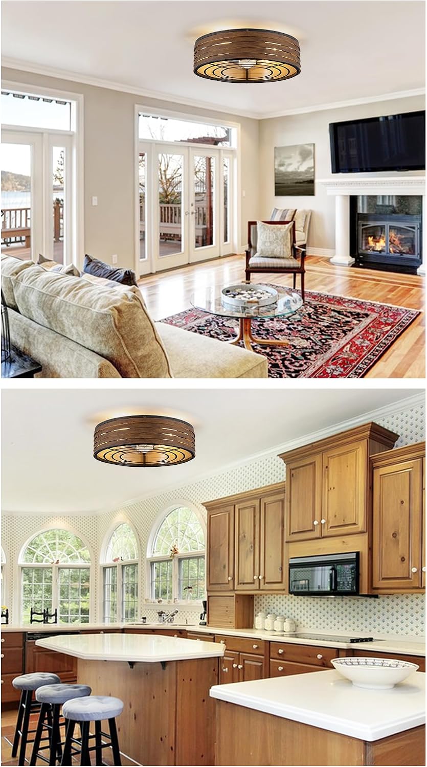 20-Inch Smart Ceiling Fan with Light, Alexa and Remote, Walnut Cage