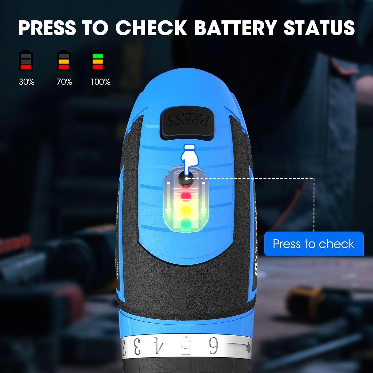 Cordless Screwdriver,8V Electric Screwdriver with 2X 2000mAh Battery,6+1Torque, 10N·m Max Rechargable Power Screwdriver 47pcs Bits, LED Light,Flexible Shaft