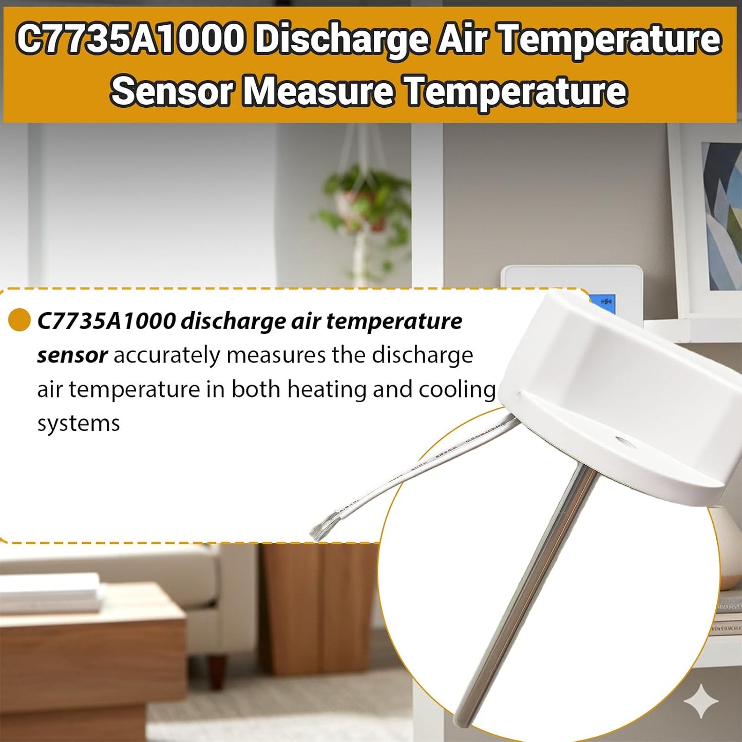 C7735A1000 CECOMINOD032202 Discharge Air Temperature Sensor Compatible with Honeywell Zone HZ221 HZ311 HZ322 HZ432 Panel, TH5320U TH5320R1002 TH6320R1004 THM5320R1000 Controllers Thermostats