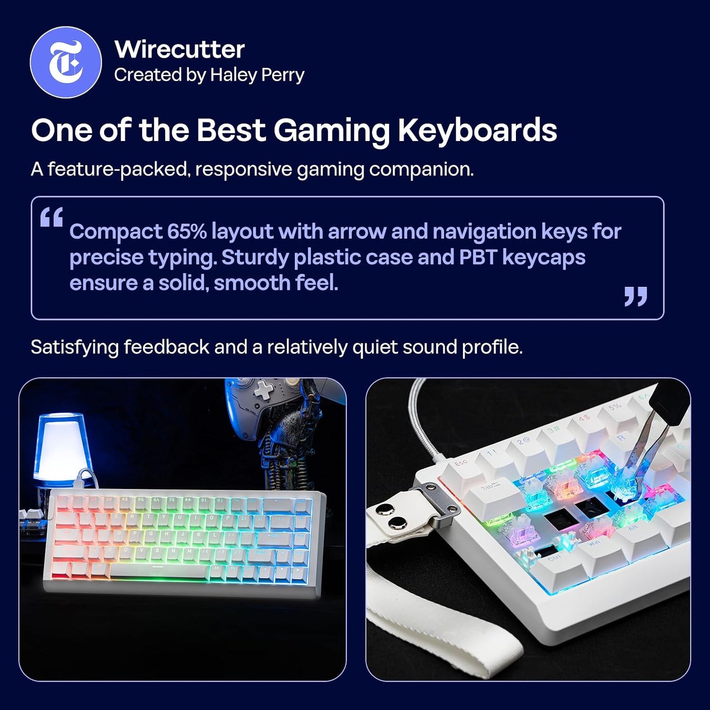 EPOMAKER HE68 Lite Hall Effect Gaming Keyboard, 8k Polling & 128K Scan Rate, 0.01mm Adjustable Trigger, 0.125ms Latency, 5-Layer Sound-Dampened, Snap Key, SOCD, A-RGB, Wired, Mac Software (White)