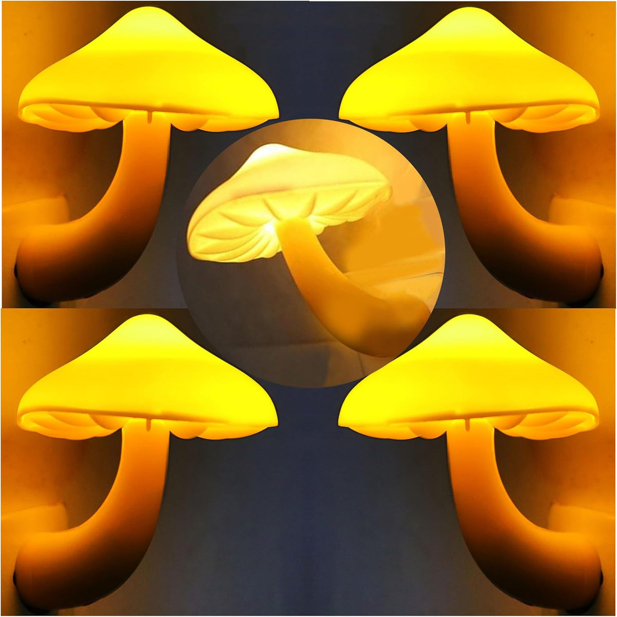 AUSAYE 5 Pack Sensor LED Night Lights Plug in Lamp Mushroom Light for Adults Kids NightLight Bedroom,Bathroom,Toilet,Hallway,Stairs,Kitchen,Basement Red