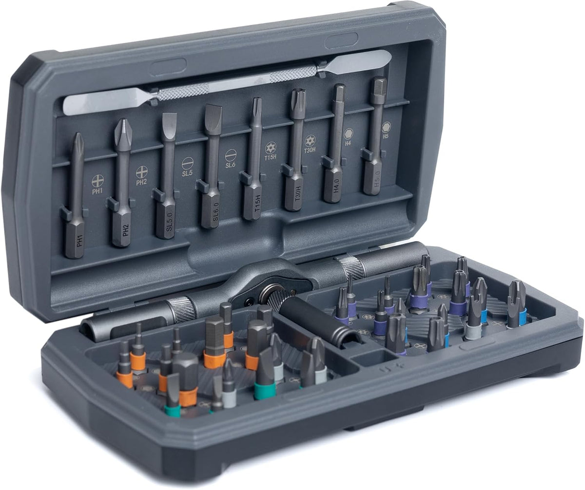 42 in 1 Magnetic Screwdriver, Screwdriver Set, Multi Bit Ratcheting Screwdriver Set with Storage Case Repair Tool Kit for Computer, Eyeglass, Bicycles, Watch, Ring Doorbell, Furniture and DIY