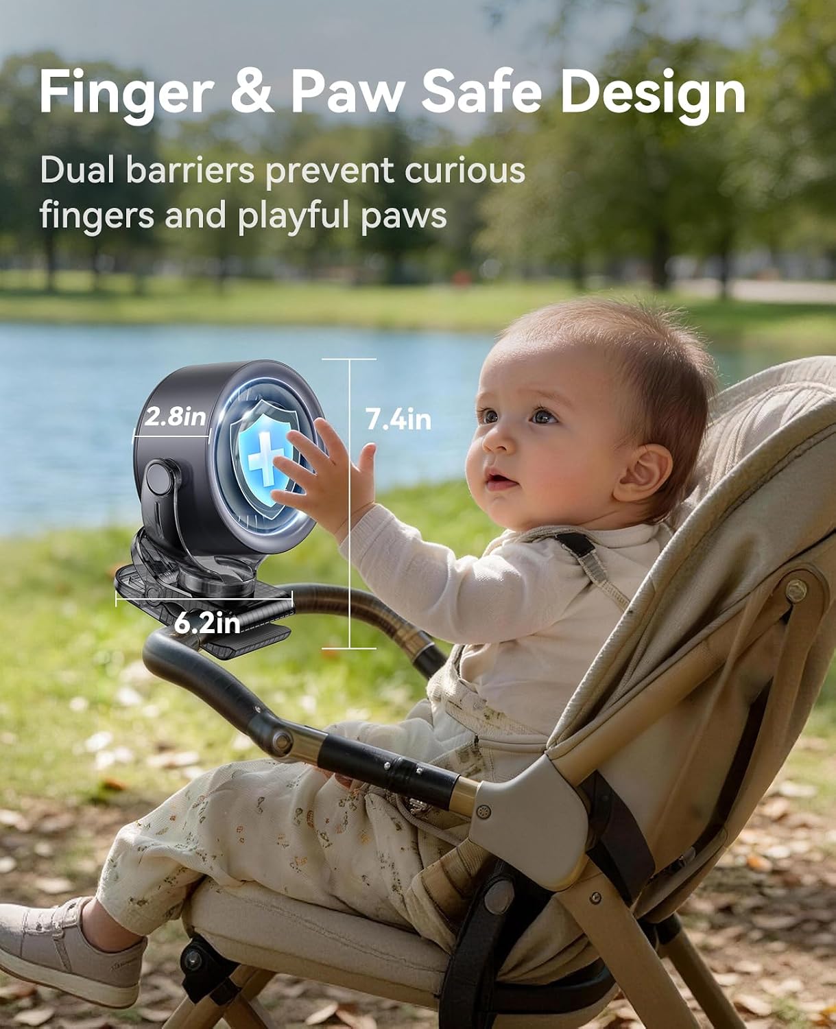 KIMMOO 4000mAh Rechargeable Portable Clip on Fan-100-Speed Touch Control, LED Display, 360° Rotate Quiet Turbo Desk Fan, Small Battery Operated USB Fan for Stroller Bed Travel Camping Golf Gym (Black)
