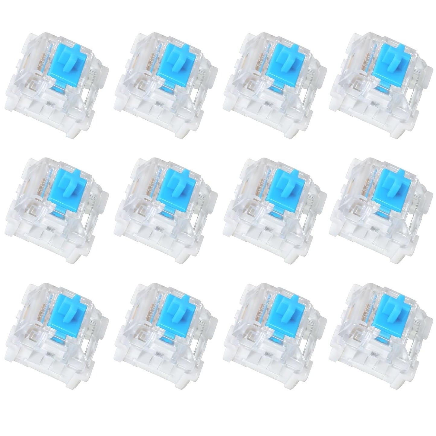 72 Pieces Blue Mechanical Keyboard Switches, 3 Pin Pre-Lubricated Clicky Key Switches, Dustproof and Waterproof Keyboard Accessories for Mechanical Gaming Keyboard