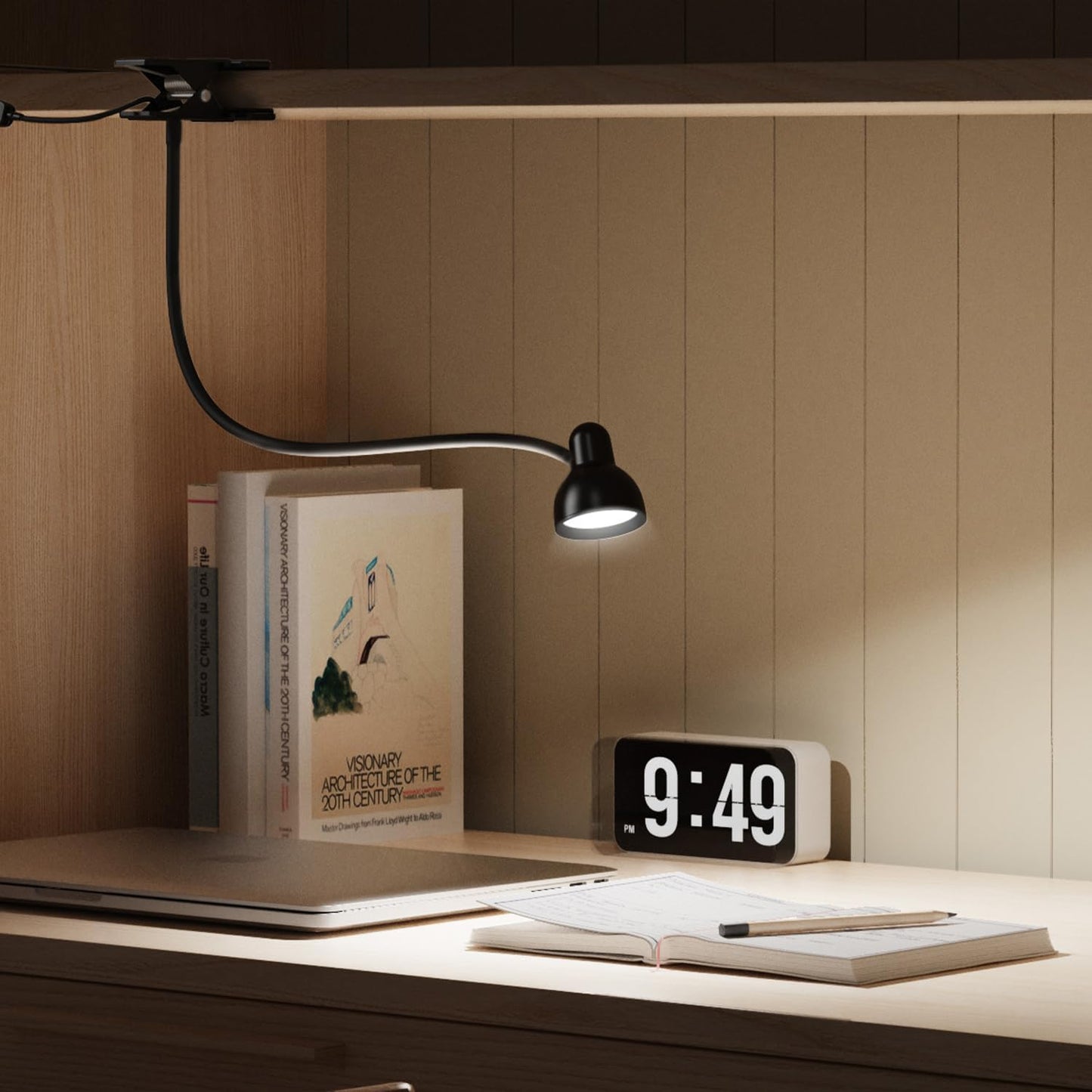 LiFMIRA Clip-on Reading Light - 3 Color Modes, 10 Dimmable Brightness,Black | Eye Care Clamp Desk Lamp with Flexible Gooseneck for Reading in Bed, Desk, Headboard, Computer
