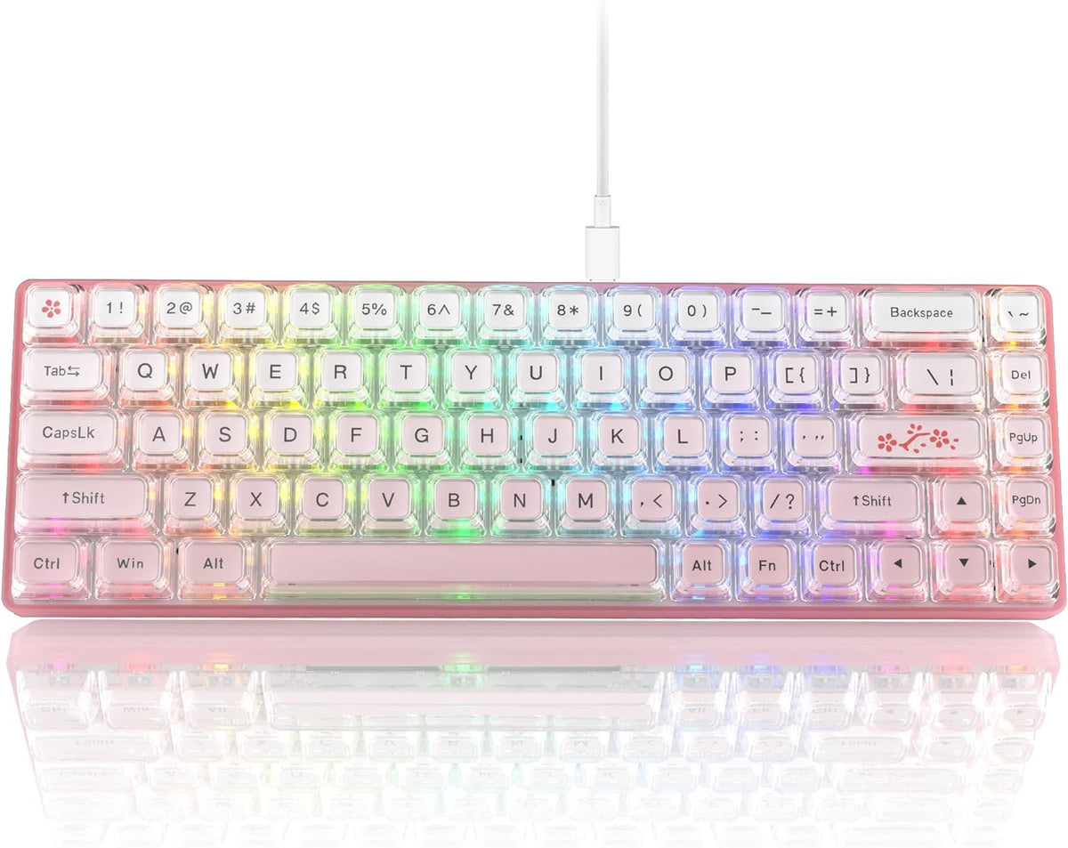 Womier 60% Percent Keyboard Gaming, Creamy Mechanical Wired Keyboard Anime | Hot-Swappable RGB Key board with PBT Keycaps for Windows PC Gamers - POM Linear Red Switch WK61 V2 Black Kanagawa