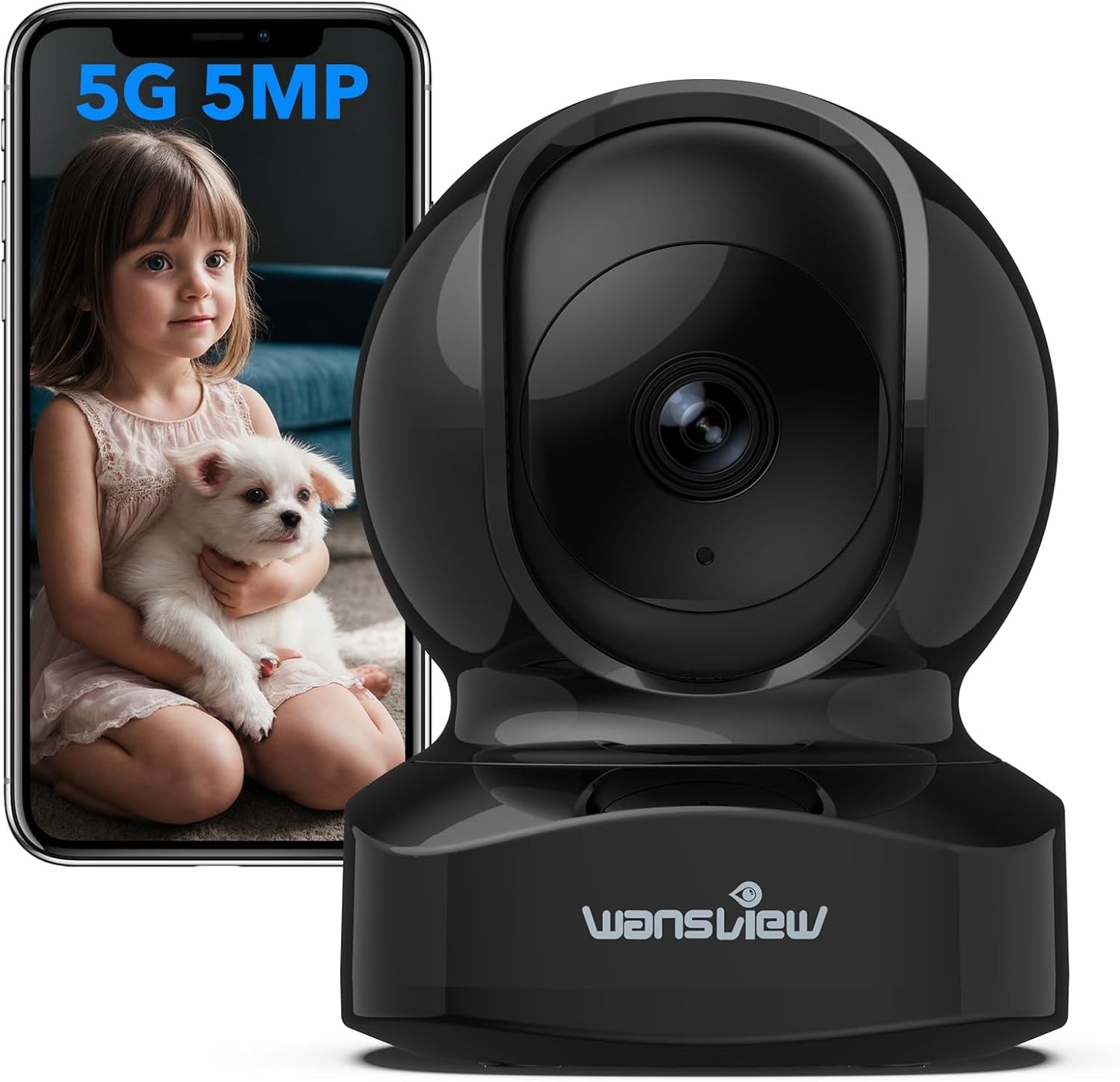 wansview Cameras for Home Security, 2K IP Camera, WiFi Home Indoor Camera for Baby/Pet/Nanny, Motion Detection, 2 Way Audio Night Vision, Compatible with Alexa, with TF Card Slot and Cloud
