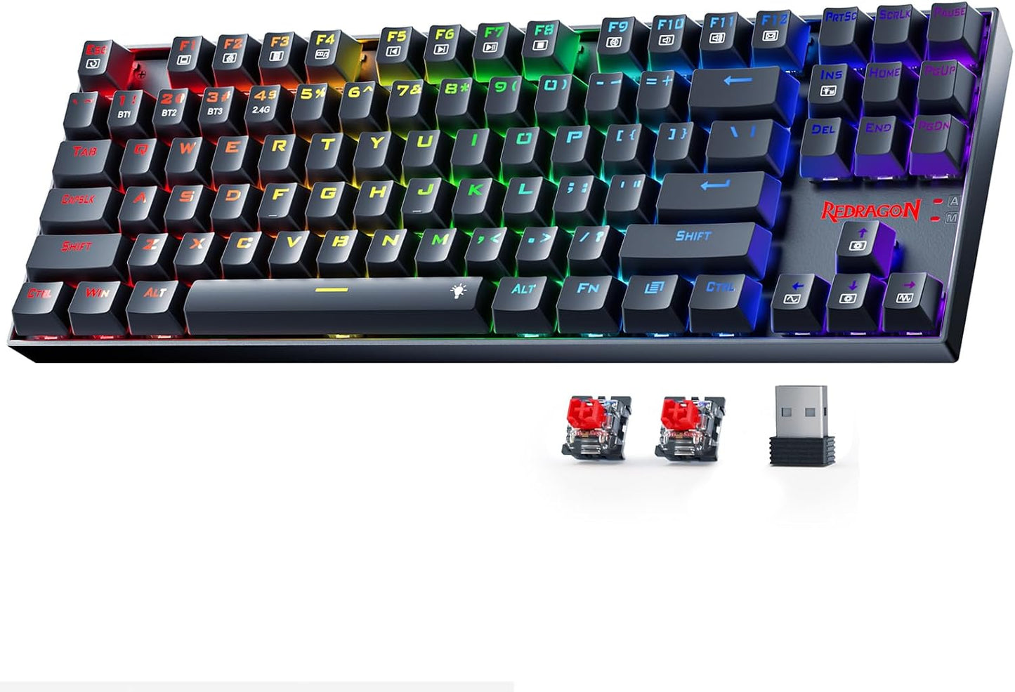 Redragon K552 Mechanical Gaming Keyboard, 87-Key Compact, LED Gaming Keyboard with Red Switches, Anti-Ghosting, Metal Frame for PC Gaming & Typing, Beginner-Friendly (Black)